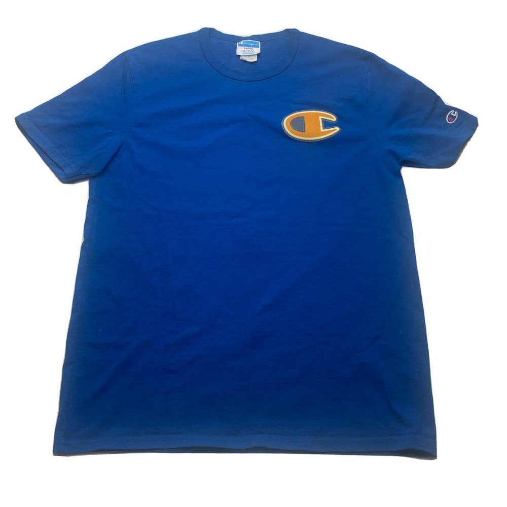 Champion Heritage T-Shirt Big Champion Logo Patch Size Large Blue Tee Big C Logo